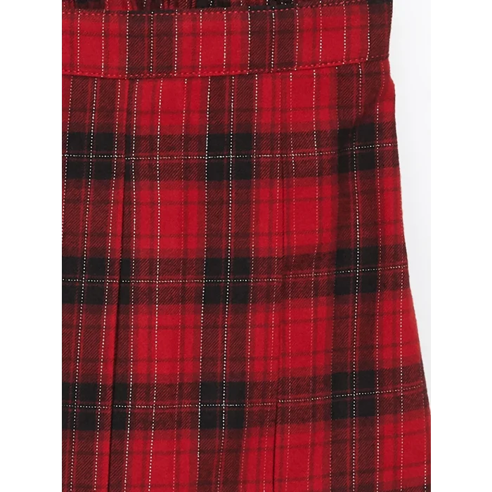 LCW Kids Kırmızı Beli Lastikli Ekose Kız Çocuk Şort Etek