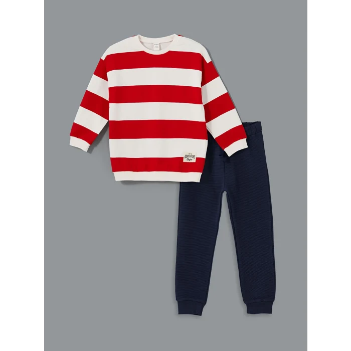 LCW Kids Kırmızı Bisiklet Yaka Erkek Çocuk Sweatshirt ve Eşofman Alt 2li