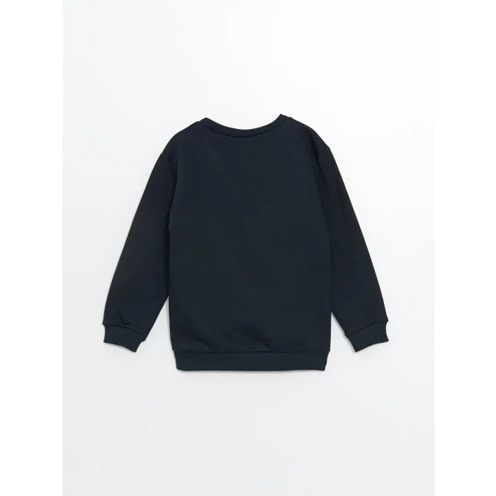 LCW Kids Lacivert Bisiklet Yaka Baskılı Erkek Çocuk Sweatshirt ve Eşofman Alt 2li Takım