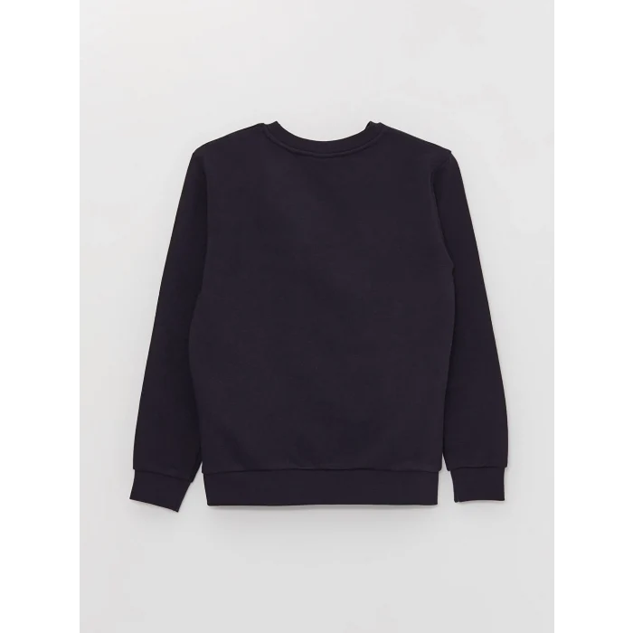 LCW Kids Lacivert Bisiklet Yaka Baskılı Uzun Kollu Erkek Çocuk Sweatshirt