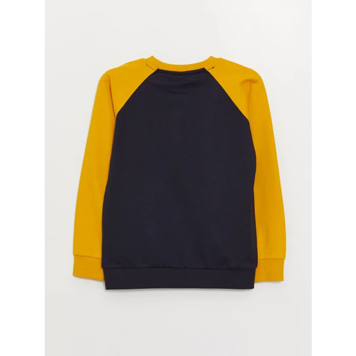 LCW Kids Lacivert Bisiklet Yaka Baskılı Uzun Kollu Erkek Çocuk Sweatshirt ve Eşofman Altı