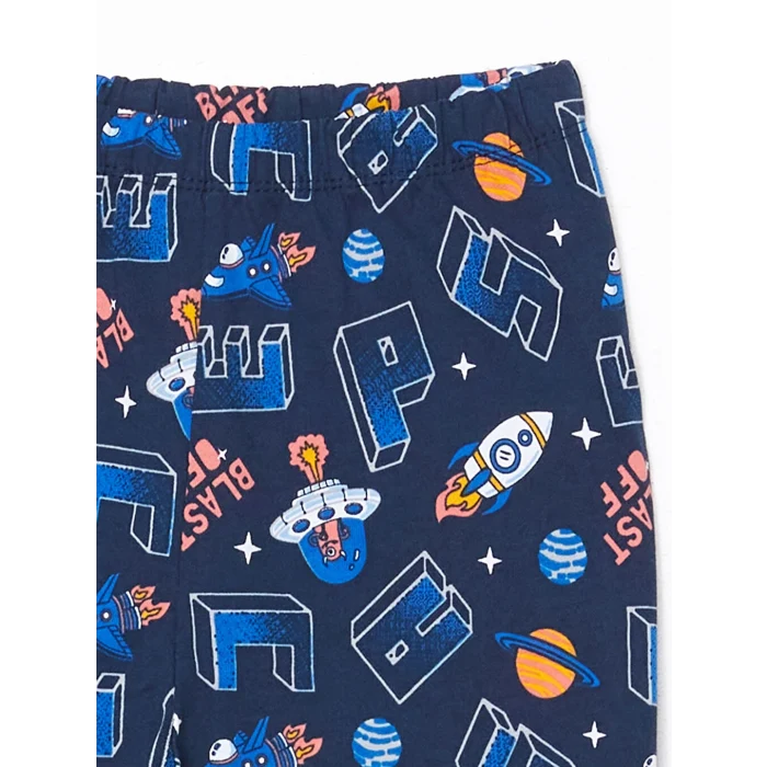 LCW Kids Lacivert Bisiklet Yaka Erkek Çocuk Pijama Takımı