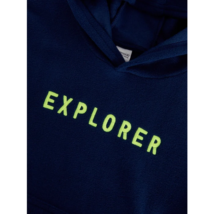 LCW Kids Lacivert Kapüşonlu Nakışlı Uzun Kollu Polar Erkek Çocuk