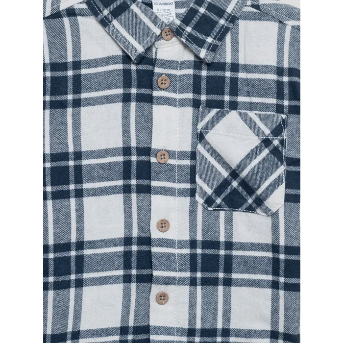 LCW Kids Lacivert Uzun Kollu Ekose Desenli Erkek Çocuk Oduncu Gömlek