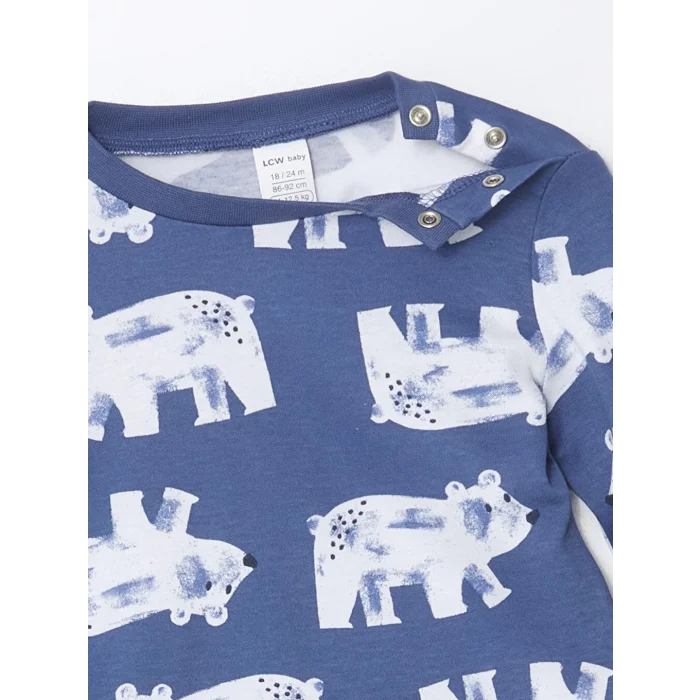 LCW Kids Mavi Bisiklet Yaka Erkek Çocuk Pijama Takımı