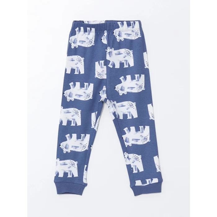 LCW Kids Mavi Bisiklet Yaka Erkek Çocuk Pijama Takımı