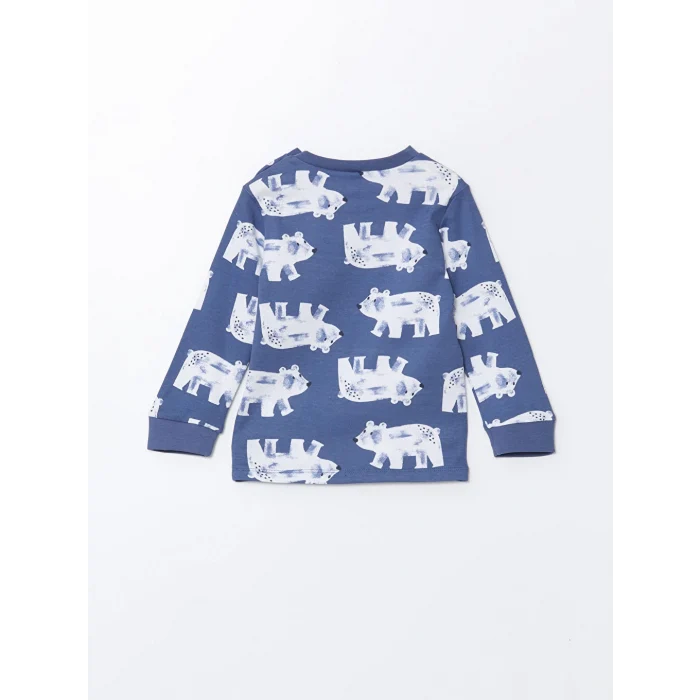 LCW Kids Mavi Bisiklet Yaka Erkek Çocuk Pijama Takımı