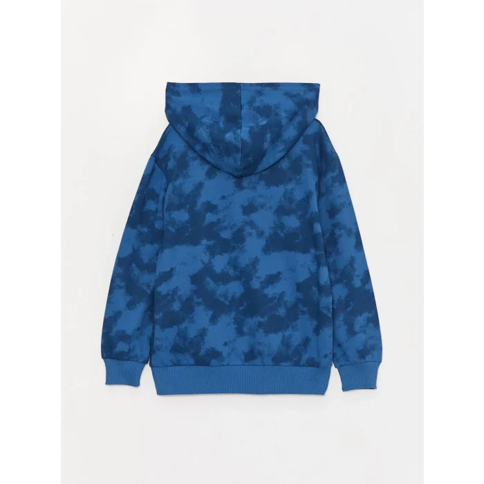 LCW Kids Mavi Rahat Kalıp Baskılı Erkek Çocuk Hoodie