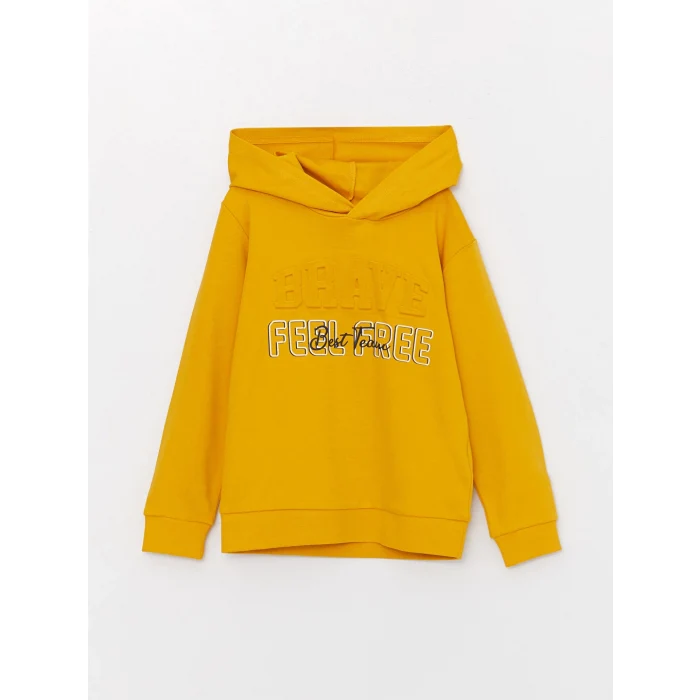 LCW Kids Sarı Baskılı Uzun Kollu Erkek Çocuk Hoodie