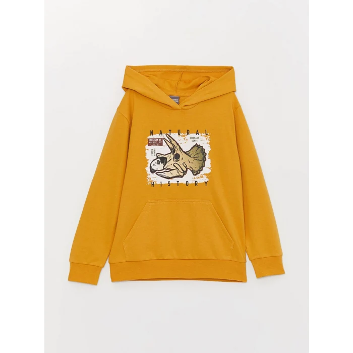 LCW Kids Sarı Baskılı Uzun Kollu Erkek Çocuk Hoodie