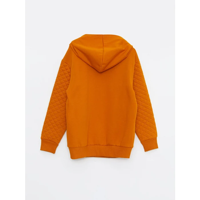 LCW Kids Sarı Kapüşonlu Kapitone Desenli Uzun Kollu Erkek Çocuk Sweatshirt