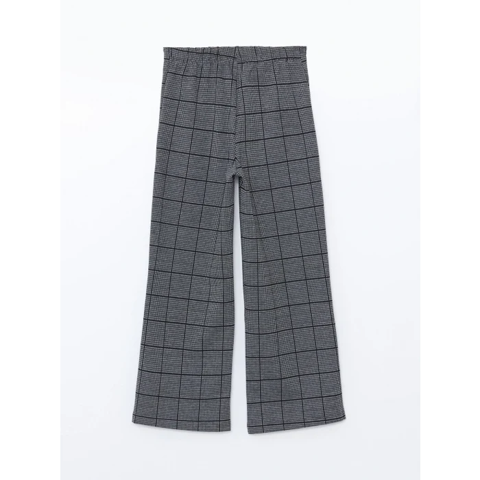 LCW Kids Siyah Beli Lastikli Ekose Kız Çocuk Pantolon