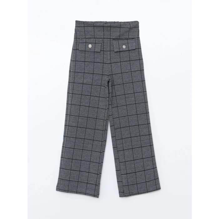 LCW Kids Siyah Beli Lastikli Ekose Kız Çocuk Pantolon