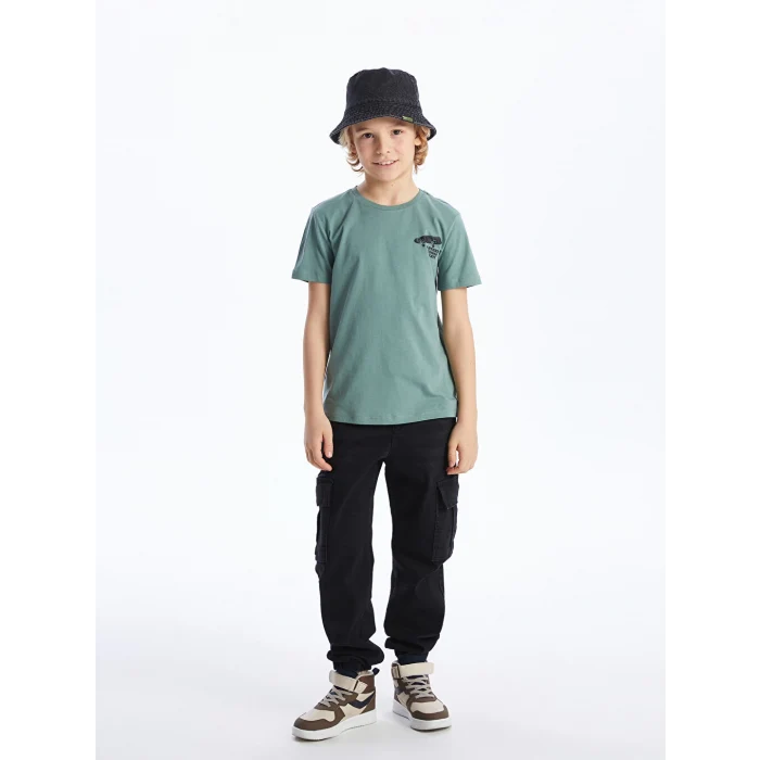 LCW Kids Siyah Beli Lastikli Erkek Çocuk Kargo Jean Pantolon