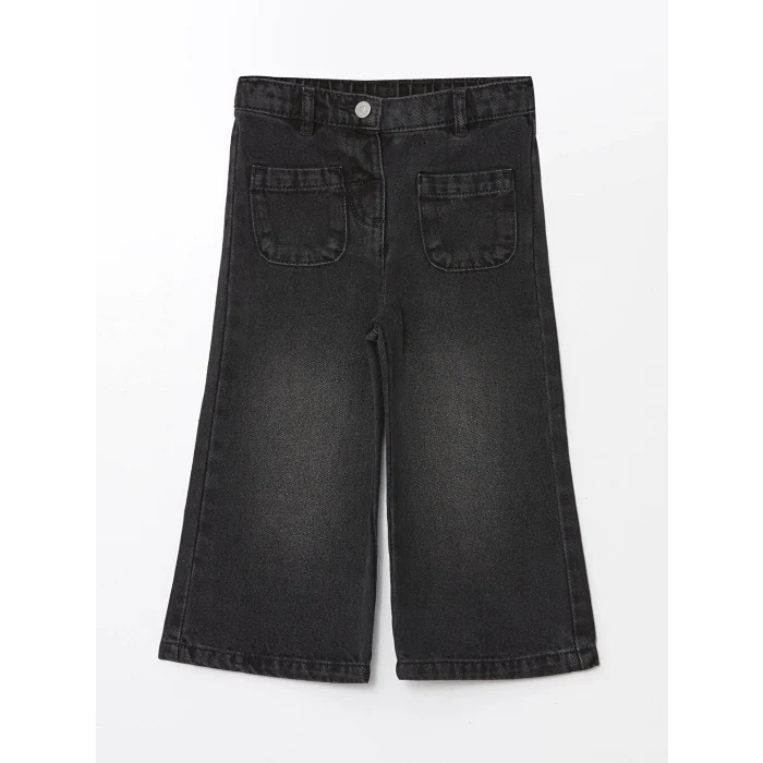 LCW Kids Siyah Beli Lastikli Kız Bebek Jean Pantolon