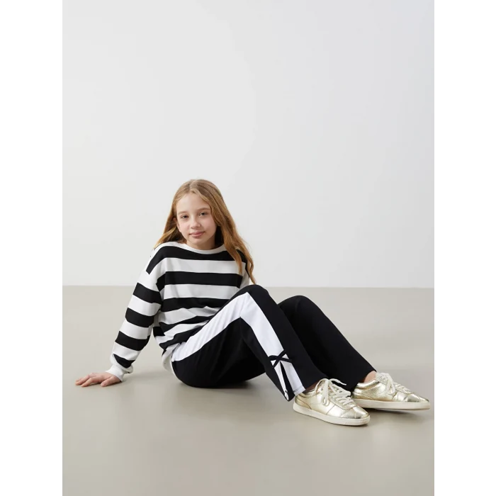LCW Kids Siyah Beli Lastikli Kız Çocuk Eşofman Altı