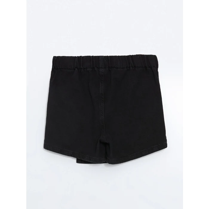 LCW Kids Siyah Beli Lastikli Kız Çocuk Jean Şort Etek