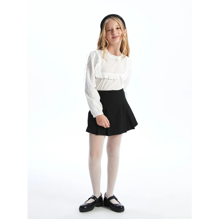 LCW Kids Siyah Beli Lastikli Kız Çocuk Şort Etek