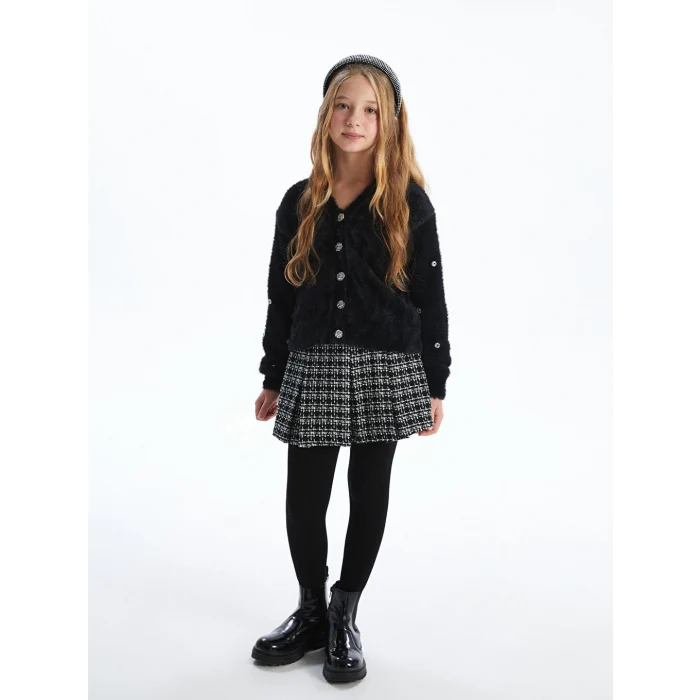 LCW Kids Siyah Beli Lastikli Tüvit Kız Çocuk Şort Etek