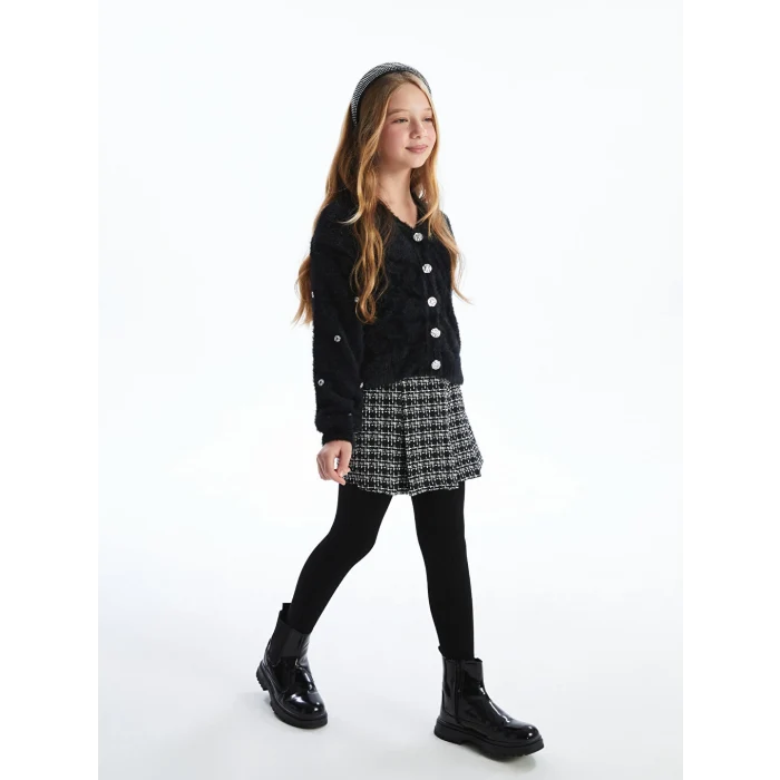 LCW Kids Siyah Beli Lastikli Tüvit Kız Çocuk Şort Etek