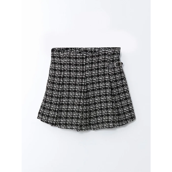 LCW Kids Siyah Beli Lastikli Tüvit Kız Çocuk Şort Etek