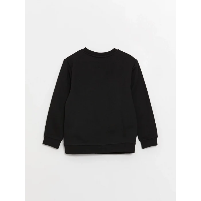 LCW Kids Siyah Bisiklet Yaka Baskılı Uzun Kollu Erkek Çocuk Sweatshirt