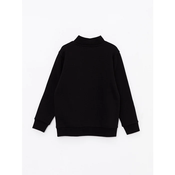 LCW Kids Siyah Dik Yaka Baskılı Uzun Kollu Erkek Çocuk Sweatshirt