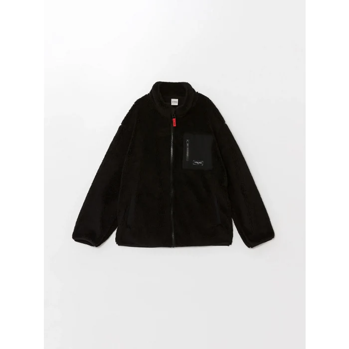 LCW Kids Siyah Dik Yaka Erkek Çocuk Polar Hırka