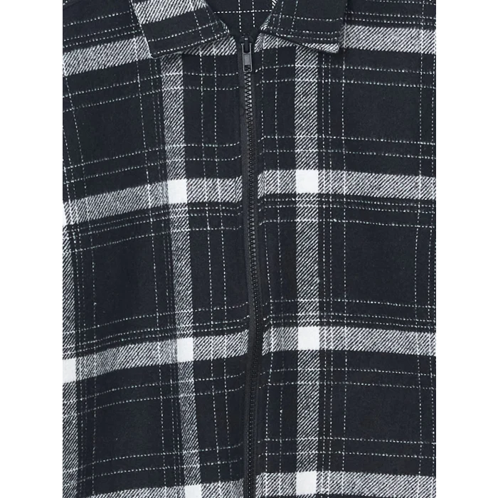 LCW Kids Siyah Ekose Erkek Çocuk Gömlek Ceket