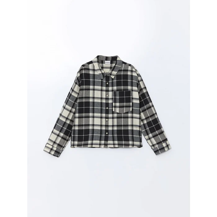 LCW Kids Siyah Ekose Kız Çocuk Gömlek Ceket