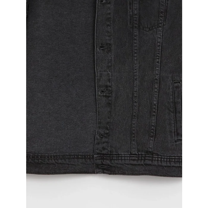 LCW Kids Siyah Gömlek Yaka Erkek Çocuk Jean Ceket