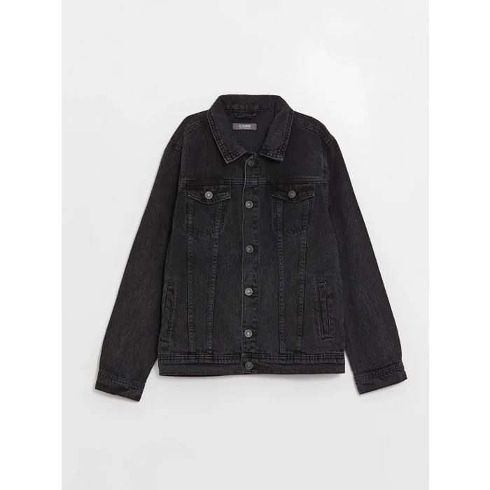 LCW Kids Siyah Gömlek Yaka Erkek Çocuk Jean Ceket
