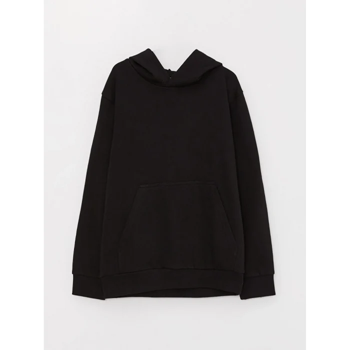 LCW Kids Siyah Kapüşonlu Basic Uzun Kollu Erkek Çocuk Sweatshirt