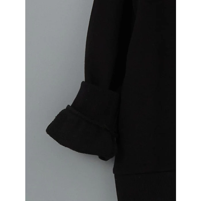 LCW Kids Siyah Kapüşonlu Kız Çocuk Sweatshirt