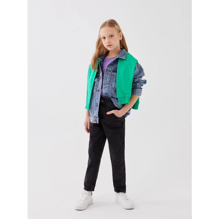 LCW Kids Siyah Paperbag Kız Çocuk Jean Pantolon
