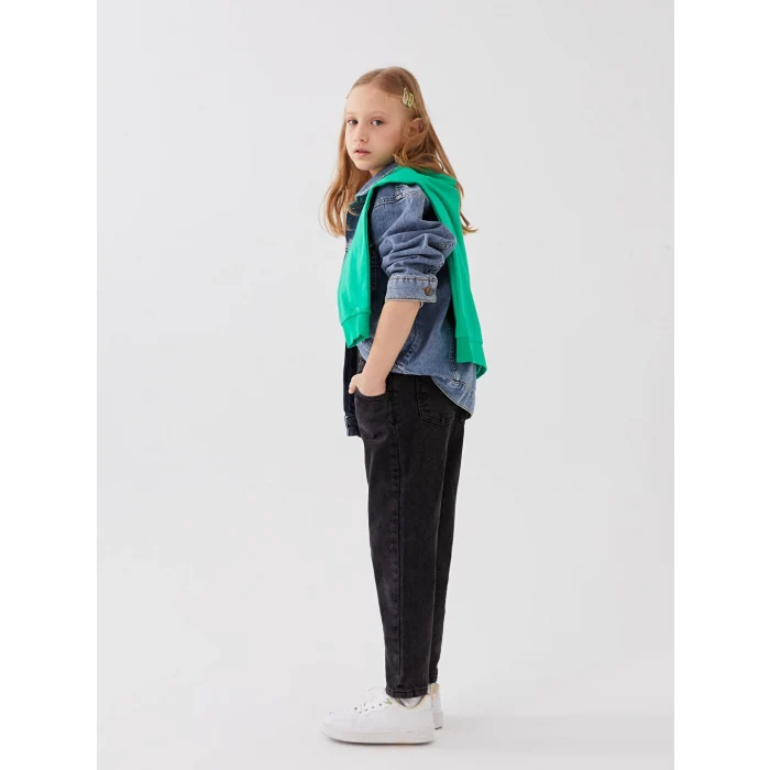 LCW Kids Siyah Paperbag Kız Çocuk Jean Pantolon