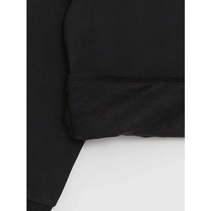 LCW Kids Siyah Polo Yaka Baskılı Uzun Kollu Erkek Çocuk Sweatshirt