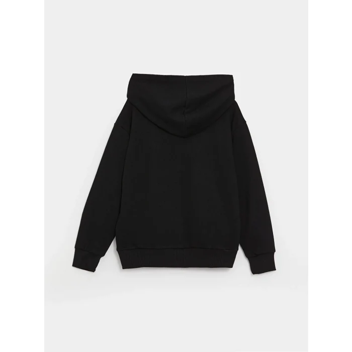 LCW Kids Siyah Rahat Kalıp Baskılı Erkek Çocuk Hoodie