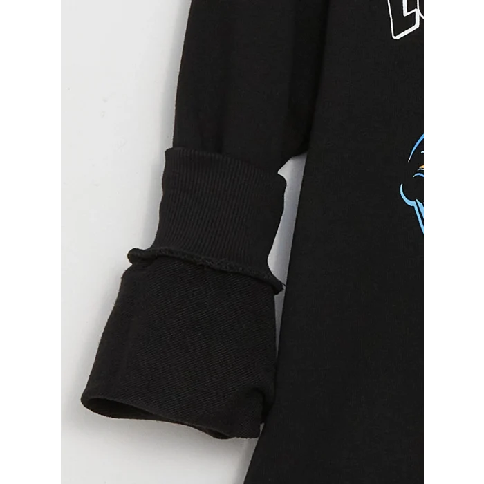 LCW Kids Siyah Rahat Kalıp Baskılı Erkek Çocuk Hoodie