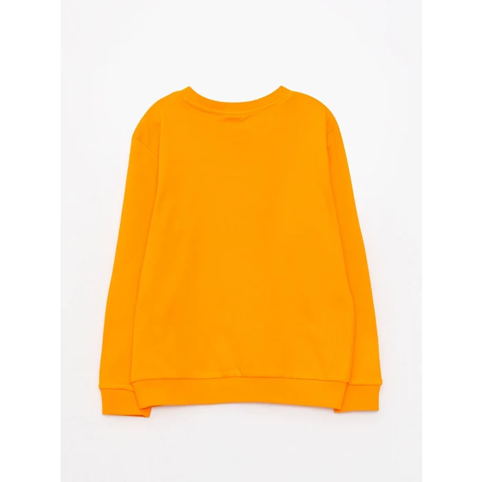 LCW Kids Turuncu Bisiklet Yaka Baskılı Uzun Kollu Erkek Çocuk Tişört