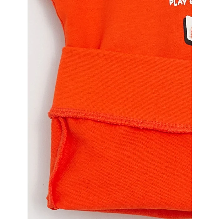 LCW Kids Turuncu Kapüşonlu Ayı Teddy Baskılı Erkek Çocuk Sweatshirt