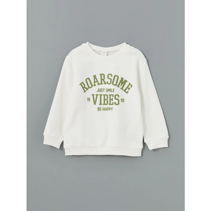 LCW Kids Yeşil Bisiklet Yaka Baskılı Erkek Çocuk Sweatshirt 2li