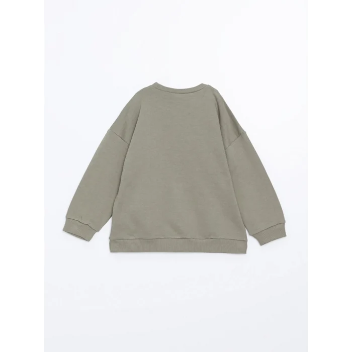 LCW Kids Yeşil Bisiklet Yaka Uzun Kollu Baskılı Erkek Bebek Sweatshirt ve Eşofman Alt 2li