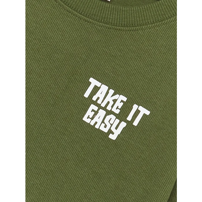 LCW Kids Yeşil Rahat Kalıp Bisiklet Yaka Erkek Çocuk Tişört