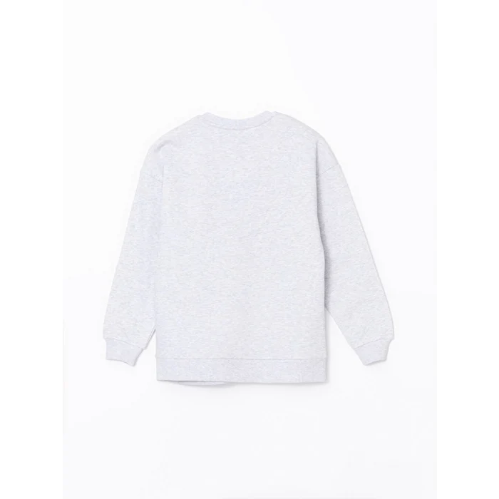 LCW Modest Beyaz Bisiklet Yaka Boston Baskılı Kadın Sweatshirt Tunik