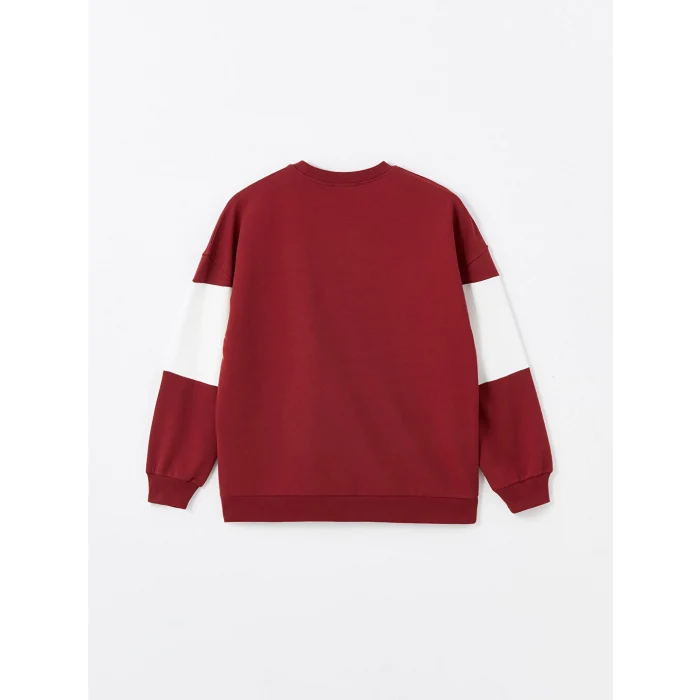 LCW Modest Bordo Bisiklet Yaka Nakışlı Kadın Sweatshirt Tunik