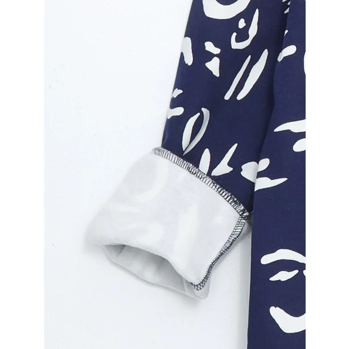 LCW Modest Ekru Bisiklet Yaka Desenli Kadın Sweatshirt Tunik