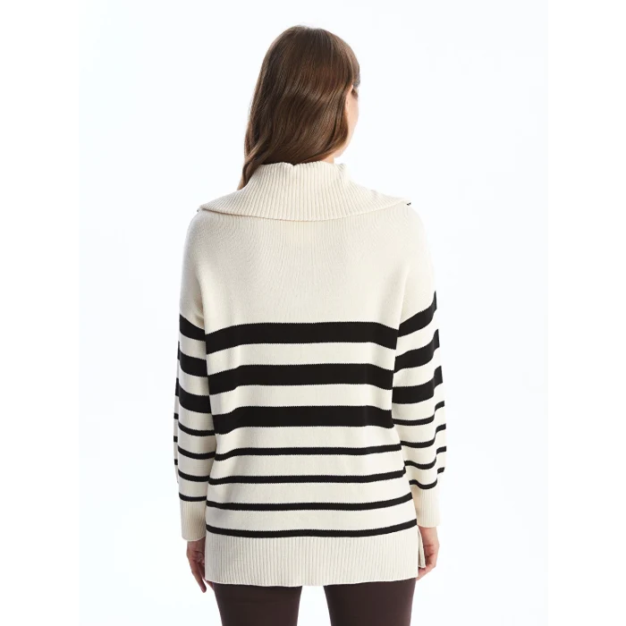 LCW Modest Ekru Dik Yaka Kadın Triko Kazak