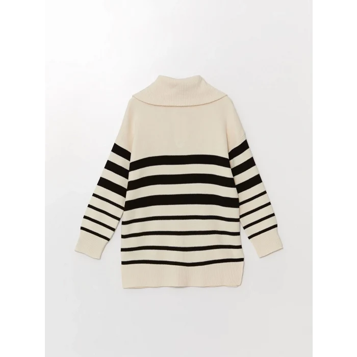 LCW Modest Ekru Dik Yaka Kadın Triko Kazak