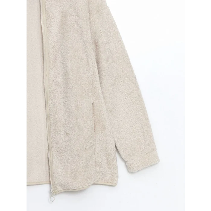 LCW Modest Ekru Dik Yaka Oversize Kadın Outdoor Polar